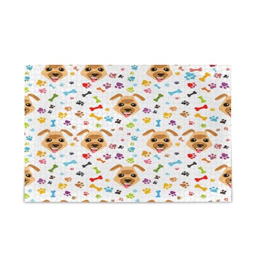 Verspielte Kawaii-Hundeköpfe, weiße Erwachsenen-Puzzles, Holzpuzzle für Erwachsene, 500 Teile, Puzzle für Familie, 50,5 x 37,8 cm Verspielte Kawaii-Hundeköpfe, weiße Erwachsenen-Puzzles, Holzpuzzle für Erwachsene, 500 Teile, Puzzle für Familie, 50,5 x 37,8 cm von RPLIFE