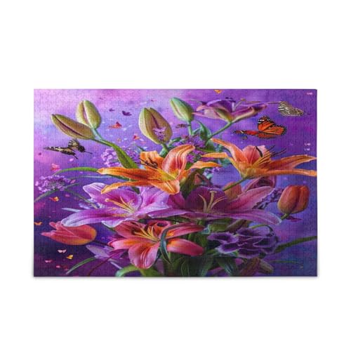 Vibrant Bouquet Lilies Purple Adult Wooden Puzzles Brain Game 1000 Pieces Puzzle for Family 29.5×19.17.8 cm Vibrant Bouquet Lilies Purple Adult Wooden Puzzles Brain Game 1000 Pieces Puzzle for Family 29.5×19.17.8 cm von RPLIFE