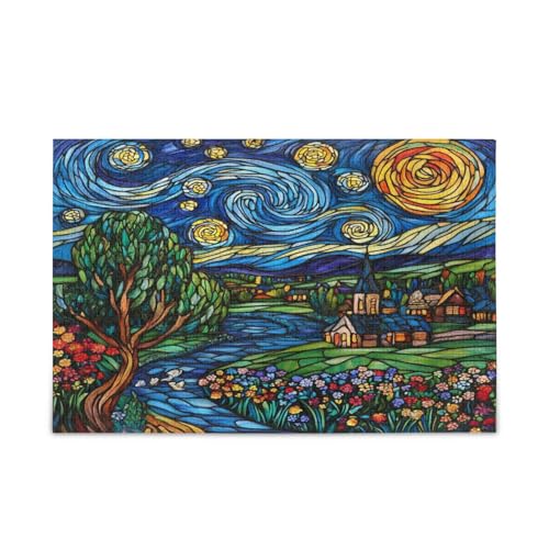 Village Sternennacht-Stil-Puzzles für Erwachsene, 500 Teile, 50 x 37 cm von RPLIFE