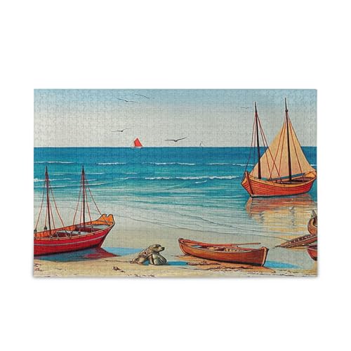 Vintage Boats Teal Beach Erwachsenen-Puzzle, einzigartiges Puzzle, 500 Teile, Puzzle für Erwachsene, 50 x 37 cm Vintage Boats Teal Beach Erwachsenen-Puzzle, einzigartiges Puzzle, 500 Teile, Puzzle für Erwachsene, 50 x 37 cm von RPLIFE