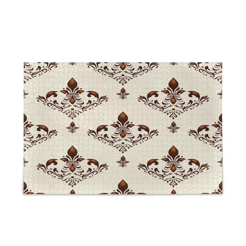 Vintage Fleur de Lis Erwachsenen-Puzzle, einzigartige Puzzles, 1000 Teile, Puzzle für Erwachsene, 74 x 70 cm von RPLIFE