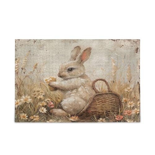 Vintage-Osterhasen-Blumen-Puzzles für Familie, 1000 Teile, 29,5 x 19,78 cm Vintage-Osterhasen-Blumen-Puzzles für Familie, 1000 Teile, 29,5 x 19,78 cm von RPLIFE