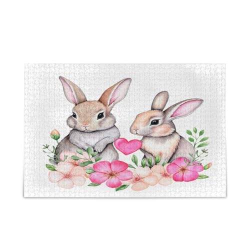 Wasserfarben-Puzzle, graue Hasen, weißes Holz, Gehirnspiel, 500 Teile, Puzzle für Familie, 50,5 x 37,8 cm Wasserfarben-Puzzle, graue Hasen, weißes Holz, Gehirnspiel, 500 Teile, Puzzle für Familie, 50,5 x 37,8 cm von RPLIFE