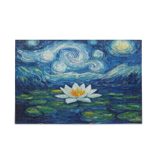 Wasserlilie, Sternennacht-Puzzle, hübsche Puzzles, 1000 Teile, Puzzle für Familie, 74 x 70 cm von RPLIFE