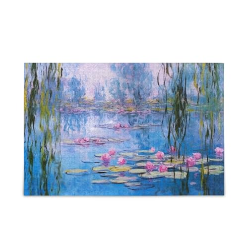Wasserlilien-Szenen-Holz-Puzzle, Familienpuzzle, 1000 Teile, 74 x 50 cm Wasserlilien-Szenen-Holz-Puzzle, Familienpuzzle, 1000 Teile, 74 x 50 cm von RPLIFE