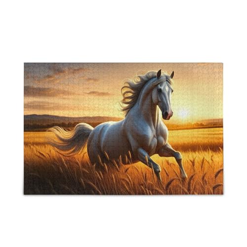 Weißes Pferd, goldenes Weizenholz-Puzzles für Familie, 1000 Teile, 74 x 70 cm Weißes Pferd, goldenes Weizenholz-Puzzles für Familie, 1000 Teile, 74 x 70 cm von RPLIFE