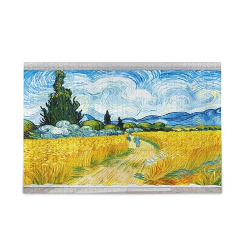 Weizenfeld, blauer wirbelnder Himmel, Erwachsenen-Puzzles aus Holz, Puzzles für Familie, 1000 Teile, 75 x 50 cm Weizenfeld, blauer wirbelnder Himmel, Erwachsenen-Puzzles aus Holz, Puzzles für Familie, 1000 Teile, 75 x 50 cm von RPLIFE