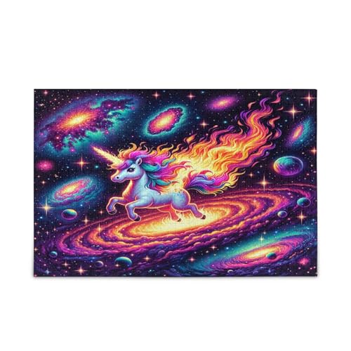 Weltraum Galaxie Einhorn Erwachsene Puzzle Puzzle Spielzeug 1000 Teile Puzzle für Familie 29,5 × 19,78 cm von RPLIFE