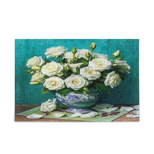 Wunderschöner Blumenstrauß, weiße Rosen, Holzpuzzle für Erwachsene, 500 Teile für Erwachsene, 50 x 37 cm Wunderschöner Blumenstrauß, weiße Rosen, Holzpuzzle für Erwachsene, 500 Teile für Erwachsene, 50 x 37 cm von RPLIFE