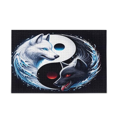 Yin Yang Ice Wolf Puzzle für Erwachsene, 500 Teile, 50 x 37 cm von RPLIFE