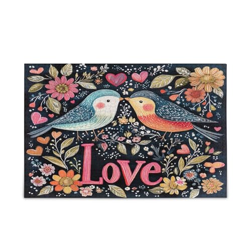 Zwei Vögel umgeben von Liebe Erwachsene Puzzles Einzigartiges Puzzle Hübsches Puzzle Gedankenspiele für Erwachsene von RPLIFE