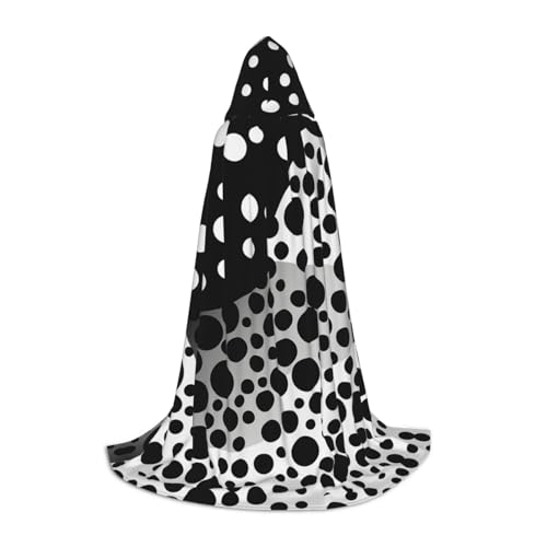 EIN schwarzer umhang! Blühende Blumen Halloween Kapuzenumhang - Zauberertunika Kapuzenrobe Halloweenumhang Cosplay Kostüme(Abstract Black and White Image,S) von RPXHZLKTM