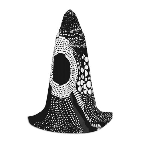 EIN schwarzer umhang! Blühende Blumen Halloween Kapuzenumhang - Zauberertunika Kapuzenrobe Halloweenumhang Cosplay Kostüme(Black and White Polka Dots,M) von RPXHZLKTM