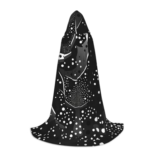 EIN schwarzer umhang! Blühende Blumen Halloween Kapuzenumhang - Zauberertunika Kapuzenrobe Halloweenumhang Cosplay Kostüme(Black and White Spots,S) von RPXHZLKTM