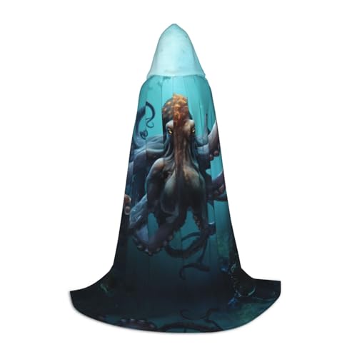 EIN schwarzer umhang! Einen Delphin Spielen Halloween Kapuzenumhang - Zauberer Tunika Kapuzenrobe Halloween Umhang Cosplay Kostüme(Octopus,M) von RPXHZLKTM