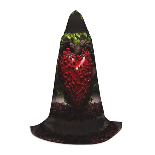 EIN schwarzer umhang! Kolibri Halloween Kapuzenumhang - Zauberer-Tunika Kapuzenrobe Halloween-Umhang Cosplay-Kostüme(Heart Fruit,M) von RPXHZLKTM