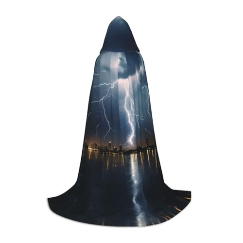 EIN schwarzer umhang! Mini-Lollipop-Halloween-Kapuzenumhang – Zauberer-Tunika mit Kapuze, Robe, Halloween-Umhang, Cosplay-Kostüme(Lightning,S) von RPXHZLKTM