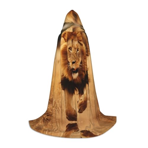 EIN schwarzer umhang! Schäferhund hütet Schafe Halloween Kapuzenumhang - Zauberer Tunika Kapuzenrobe Halloween Umhang Cosplay Kostüme(Running Lion,S) von RPXHZLKTM