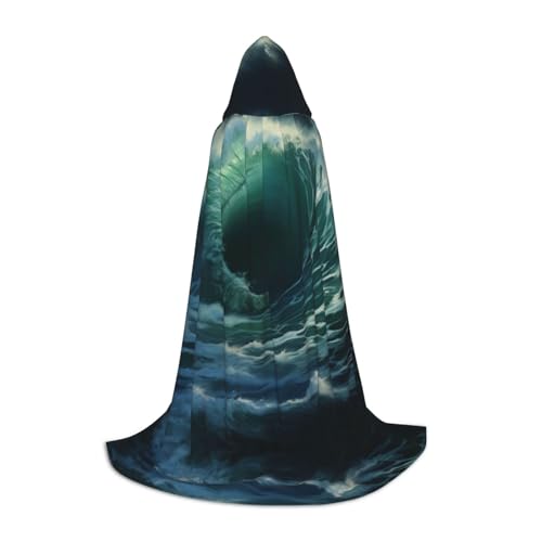 EIN schwarzer umhang! Vulkanausbrüche Halloween Kapuzenumhang - Zauberer-Tunika Kapuzenrobe Halloween-Umhang Cosplay-Kostüme(Tornado-Like Waves,S) von RPXHZLKTM