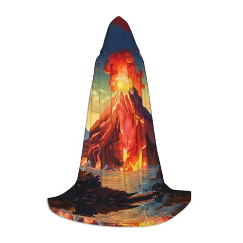 EIN schwarzer umhang! Vulkanausbrüche Halloween Kapuzenumhang - Zauberer-Tunika Kapuzenrobe Halloween-Umhang Cosplay-Kostüme(Volcanic Eruptions,L) von RPXHZLKTM