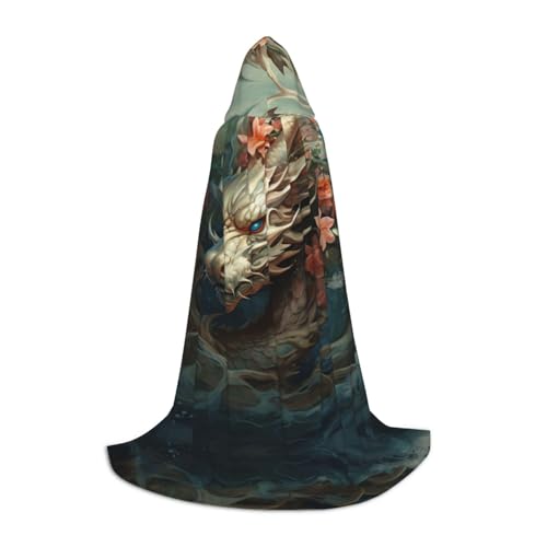 EIN schwarzer umhang! Weltraumlandschaft Halloween Kapuzenumhang - Zauberertunika Kapuzenrobe Halloweenumhang Cosplay Kostüme(Smart Dragon,L) von RPXHZLKTM