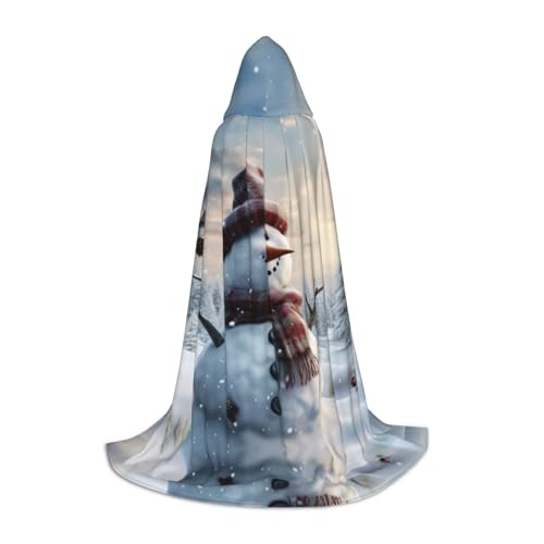 EIN schwarzer umhang! Weltraumlandschaft Halloween Kapuzenumhang - Zauberertunika Kapuzenrobe Halloweenumhang Cosplay Kostüme(Snowman in The Snow,S) von RPXHZLKTM