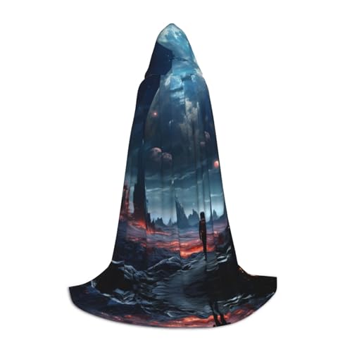 EIN schwarzer umhang! Weltraumlandschaft Halloween Kapuzenumhang - Zauberertunika Kapuzenrobe Halloweenumhang Cosplay Kostüme(Space Scenery,L) von RPXHZLKTM