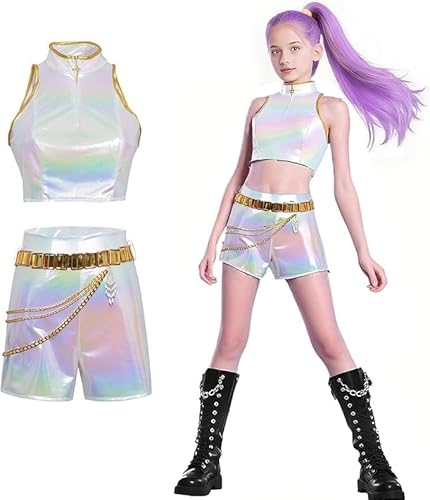 RPixc Mädchen Dämon Jagd Bühne Kostüm Koreanisches Pop Idol Mira Zoey Rumi Performance Kostüm Anime Charakter Halloween Rollenspiel (Rumi, 120) von RPixc