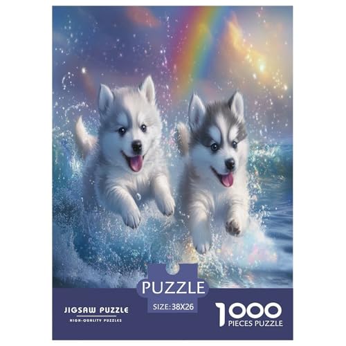 Alaskanische Malamute Puzzles 1000 Teile Schwer Puzzle Spielzeug Lernspiel Impossible Herausforderungsspielzeug Für Erwachsene Und Kinder Ab 12 Jahren 38x26cm/1000pcs von RQATHDUUD