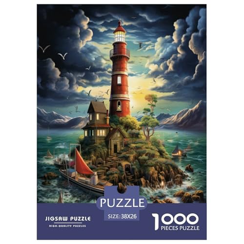 Coastal Leuchtturms Puzzle 1000 Teile Schwer Puzzle Spielzeug Lernspiel Impossible Herausforderungsspielzeug Für Erwachsene Und Kinder Ab 12 Jahren 38x26cm/1000pcs von RQATHDUUD