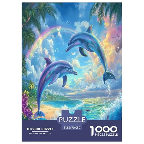 Delphin Puzzles 1000 Teile Schwer Puzzle Spielzeug Pädagogisches Spiel Impossible Herausforderungsspielzeug Für Erwachsene Und Kinder Ab 14 Jahren 70x50cm/1000pcs von RQATHDUUD
