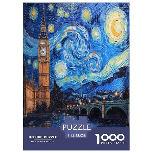 Londoner Tower Bridge Puzzle 1000 Teile Schwer Puzzle Spielzeug Lernspiel Impossible Herausforderungsspielzeug Für Erwachsene Kinder 38x26cm/1000pcs von RQATHDUUD