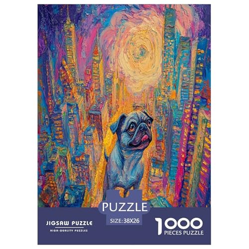 Pug Puzzles 1000 Teile Schwer Puzzle Spielzeug Lernspiel Impossible Herausforderung Spielzeug Für Erwachsene Und Kinder Ab 12 Jahren 38x26cm/1000pcs von RQATHDUUD