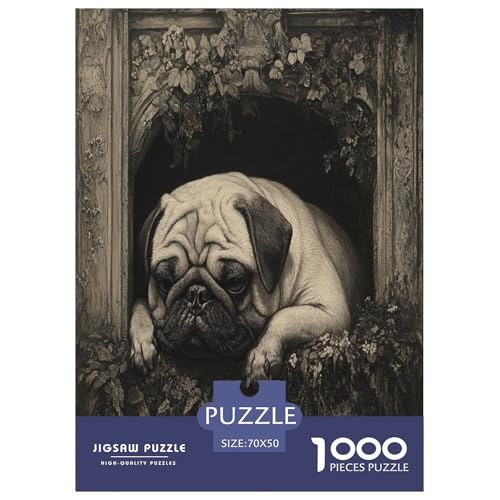 Pug Puzzles 1000-teilige Schwer Puzzle Spielzeug Lernspiel Impossible Herausforderungsspielzeug Für Erwachsene Und Kinder in Bewährter 70x50cm/1000pcs von RQATHDUUD