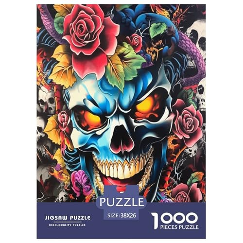 Schädel Puzzle 1000 Teile Schwer Puzzle Spielzeug Pädagogisches Spiel Impossible Herausforderungsspielzeug Für Erwachsene Und Kinder Ab 12 Jahren 38x26cm/1000pcs von RQATHDUUD