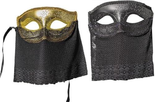 RRMMAN 2 x Herren-Maske, Halloween-Maske, venezianische Maske, venezianische Karnevalsmaske, venezianische Maske für Halloween-Party, Karneval, Maskarade-Ball RRMMAN 2 x Herren-Maske, Halloween-Maske, venezianische Maske, venezianische Karnevalsmaske, venezianische Maske für Halloween-Party, Karneval, Maskarade-Ball von RRMMAN