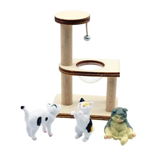 RRXIMHTT Puppenhaus Katze Klettergerüst Miniatur Spielset Sicher hier ist ein Produkttitel für 1 Set Modell Holz kleine Figuren B von RRXIMHTT