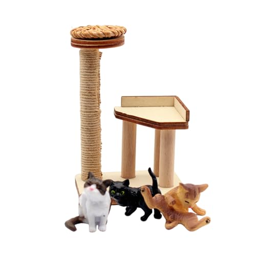 RRXIMHTT Puppenhaus Katze Klettergerüst Miniatur Spielset Sicher hier ist ein Produkttitel für 1 Set Modell Holz kleine Figuren A von RRXIMHTT