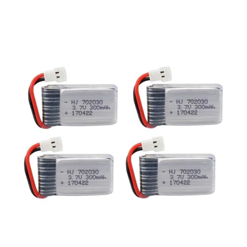 RRYUIOO 3,7 V 300 MAh Lipo-Drohnenbatterie, Kompatibel Mit Syma, X11 E55 Fq777 Fq17w F180 Fy530 U816 U816a U830 H107 S39-1 Hd-1306, RC-Drohnen-UAV-Batterie(4pcs) von RRYUIOO