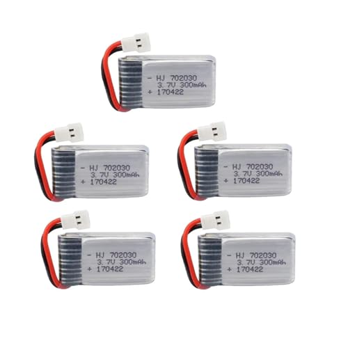 RRYUIOO 3,7 V 300 MAh Lipo-Drohnenbatterie, Kompatibel Mit Syma, X11 E55 Fq777 Fq17w F180 Fy530 U816 U816a U830 H107 S39-1 Hd-1306, RC-Drohnen-UAV-Batterie(5pcs) von RRYUIOO