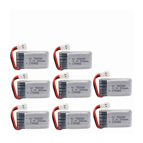 RRYUIOO 3,7 V 300 MAh Lipo-Drohnenbatterie, Kompatibel Mit Syma, X11 E55 Fq777 Fq17w F180 Fy530 U816 U816a U830 H107 S39-1 Hd-1306, RC-Drohnen-UAV-Batterie(8pcs) von RRYUIOO
