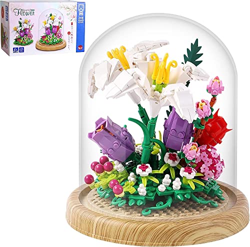 RSDHFLY Blumen Bausteine Set,545 PCS Bonsai Blumenstrauß Bausteine,Botanical Collection Home Deko,Bausteine Set für Erwachsene und Kinder(Lilie Bonsai Blume) von RSDHFLY