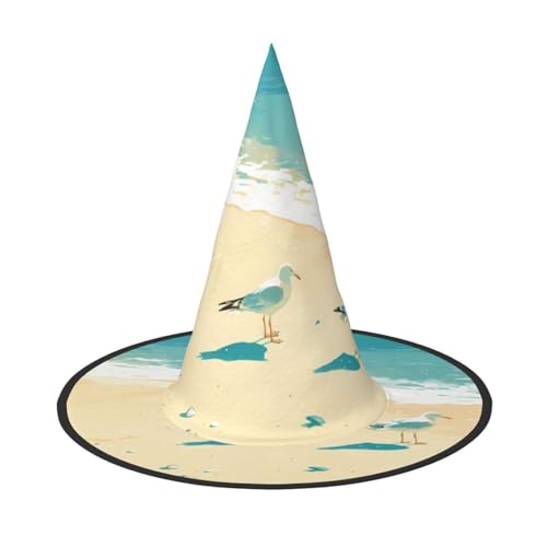 RTCVXZDSA Birds And The Sea Halloween Hat - Full Print Design, Comfortable Oxford Cloth, Foldable And Lightweight For Parties And Role Play von RTCVXZDSA