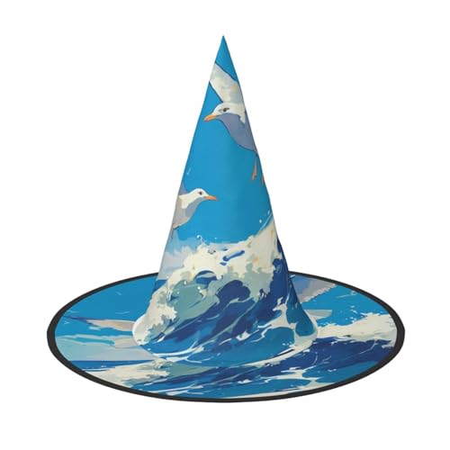 RTCVXZDSA Birds And The Sea Halloween Hat - Full Print Design, Comfortable Oxford Cloth, Foldable And Lightweight For Parties And Role Play von RTCVXZDSA