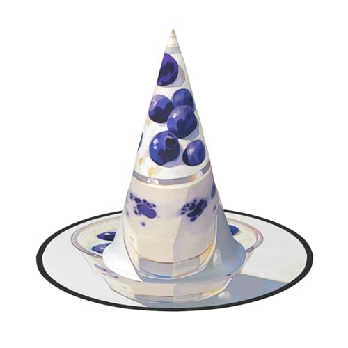 RTCVXZDSA Blaubeeren in einem Milchbecher Halloween Hut - Volldruck-Design, bequemes Oxford-Tuch, faltbar und leicht für Partys und Rollenspiele von RTCVXZDSA