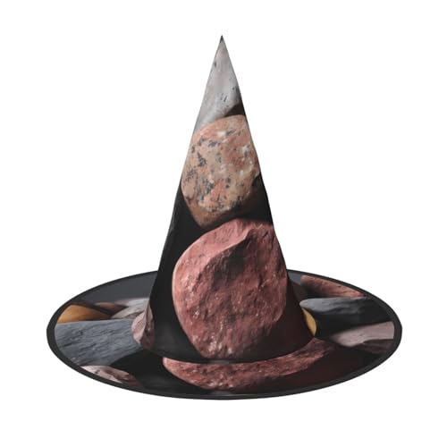 RTCVXZDSA Bunte Kieselstein-Halloween-Hut – Volldruck-Design, bequemes Oxford-Tuch, faltbar und leicht für Partys und Rollenspiele von RTCVXZDSA