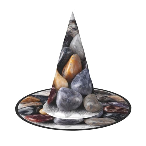 RTCVXZDSA Bunte Kieselstein-Halloween-Hut – Volldruck-Design, bequemes Oxford-Tuch, faltbar und leicht für Partys und Rollenspiele von RTCVXZDSA