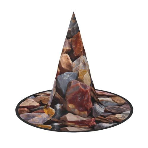 RTCVXZDSA Bunte Kieselstein-Halloween-Hut – Volldruck-Design, bequemes Oxford-Tuch, faltbar und leicht für Partys und Rollenspiele von RTCVXZDSA