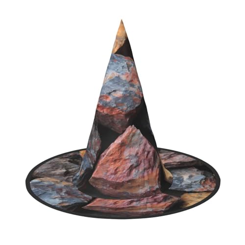 RTCVXZDSA Bunte Kieselstein-Halloween-Hut – Volldruck-Design, bequemes Oxford-Tuch, faltbar und leicht für Partys und Rollenspiele von RTCVXZDSA