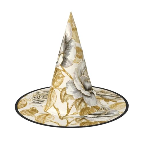 RTCVXZDSA Bunte Rosen Halloween-Hut – Volldruck-Design, bequemes Oxford-Tuch, faltbar und leicht für Partys und Rollenspiele von RTCVXZDSA